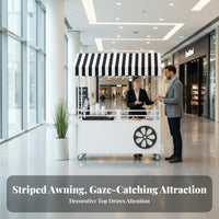 Long-Lasting Iron Frame Mobile Food Cart 360° Swivel Casters Rolling Market Stall Spacious Countertop Rolling Snack Stand Large Storage Space for Street Vendors, Small Business Owners, Event Organizers, Night Markets, Shopping Malls, Supermarkets