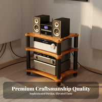 Vibration Damping Spikes Multi-Tier Audio Component Rack Strong Load-Bearing Capacity Multi-Tier Audio Equipment Rack Stable Structure Shock Absorbing Amplifier Shelf Heavy Duty Steel Frame for Audiophiles, Listening Room