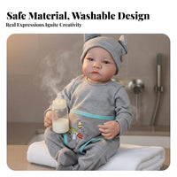 Handcrafted Newborn Figure Hand-Rooted Eyelashes 18 Inch Vinyl Doll Ideal Gift children's Toy for Collectors, Parents, Home Decoration, Play Period