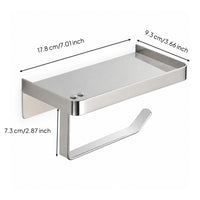 Stainless Steel Bathroom Tissue Holder with Shelf Multi-Functional Paper Towel Holder with Shelf Easy to Clean Wall Organizer with Tray Scratch-Resistant for Bathroom, Kitchen