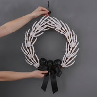 Skeleton Wreath Spooky Cranium Wreath Halloween Door Hanger for Porch, Wall, Mantel