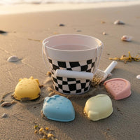 Matte Finish Silicone Beach Toy Set Raised Details Sand Pail and Shovel Set Molded Silicone Beach Toys Easy to Clean for Children, Water Play