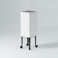 Lidded Trash Can with Raised Legs Rectangular Trash Can with Wheels Mobile Wastebasket Minimalist for Kitchen