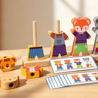 roundedEdged Wooden Educational Wildlife Dress-up Toy Natural Wood Finish Wooden Peg Figure Toy