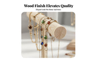 Natural Wood Hair Tie Organizer Accessible Design Horizontal-Bar Bracelet Holder Multi-Functional for Women, Boutique Owners, Dresser Top