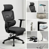 Ergonomic Office Chair with Footrest Breathable Mesh Office Chair with Footrest Padded for Telecommuters, Students, Study Room