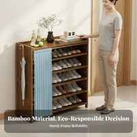 Space-Saving Bamboo Shoe Cabinet Large Capacity Dust-Proof Shoe Rack with Curtain Long-Lasting Stable and Sturdy for Families, Homeowners, Hallway, Apartment, Dorm Room, Bedroom