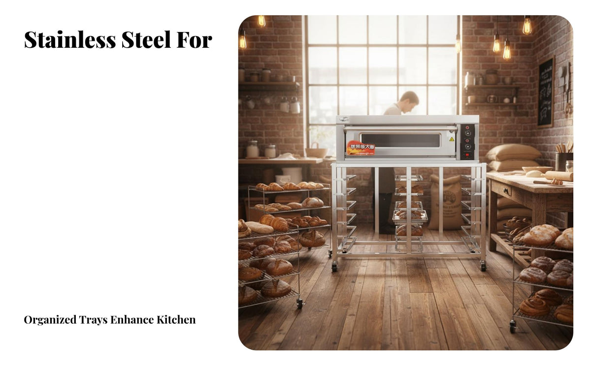 Stainless Steel Cooking Rack Heavy Duty Rolling Bakery Cart Locking Casters Commercial Bakery Rack for Culinary Experts, Caterers, Cafeteria