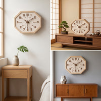Octagonal Wall Clock Wood Silent Wall Clock Minimalist for CleanLiningAficionados, Bedroom