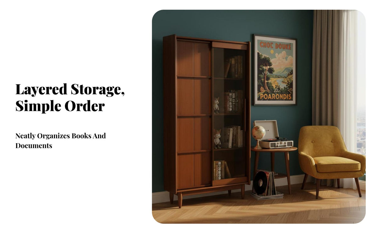 Modernist Design inspired mid-centurymid-century-mid-century-century modern Modern Hutch Retro Aesthetic Tall Hutch Cabinet adaptable bookcase Adjustable Shelves for Book Collectors, Interior Design aficionados, Homeowners, Living Room, Home Office