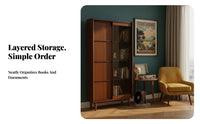 Modernist Design inspired mid-centurymid-century-mid-century-century modern Modern Hutch Retro Aesthetic Tall Hutch Cabinet adaptable bookcase Adjustable Shelves for Book Collectors, Interior Design aficionados, Homeowners, Living Room, Home Office