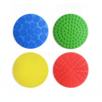 4 Pieces Interactive Silicone Sensory Disc Soft Tactile Sensory Mat Gentle Toy Early Learning for Classroom, Home