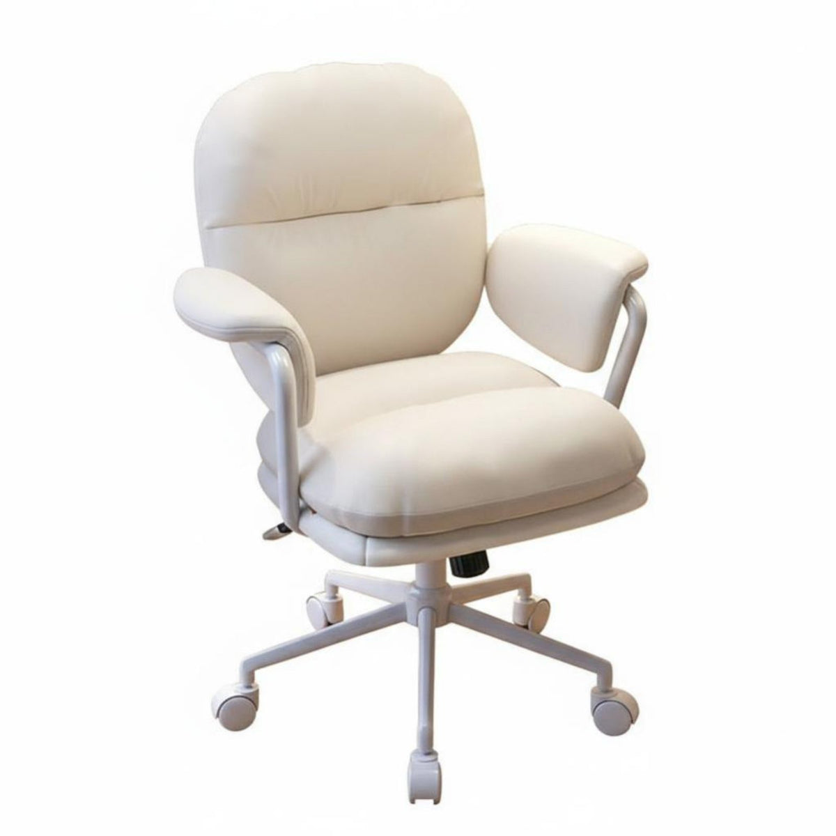 Adjustable Height Upholstered Rolling Armchair 360-Degree Swivel Desk Chair Ergonomic Design Indoor Seating Thickly Padded for Students, Home Office Workers, Pet Owners, Makeup Room, Bedroom