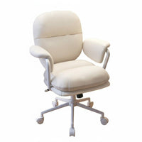 Adjustable Height Upholstered Rolling Armchair 360-Degree Swivel Desk Chair Ergonomic Design Indoor Seating Thickly Padded for Students, Home Office Workers, Pet Owners, Makeup Room, Bedroom