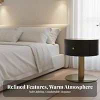 Italianinfluenced Round Side Table Light Luxury Cylindrical highlight Table Minimalist Design Nightstand Modern & aesthetic for Interior Designers, Homeowners, Bedroom, Small areas, Living Room, Lounge