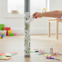 Decorative Pipe Cover Sticker for Kitchen and Balcony Pipes, Moisture-Proof Aluminum Foil, Greenery Pattern