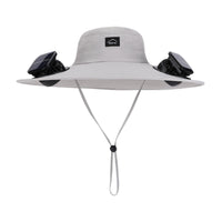 Breathable Solar Powered Fan Hat 360° Sun Protection Wide Brim Hat with Twin Fans Adjustable Fit Outdoor Headwear Windproof Chin Strap for Men, Gardening