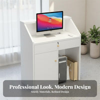 Space-Saving Shop Front Desk Versatile Modern Front Desk Sturdy Construction Modern Reception Table Easy Assembly for Shop Owners, Receptionists, Salon Employees, Boutique, Office, Lobby