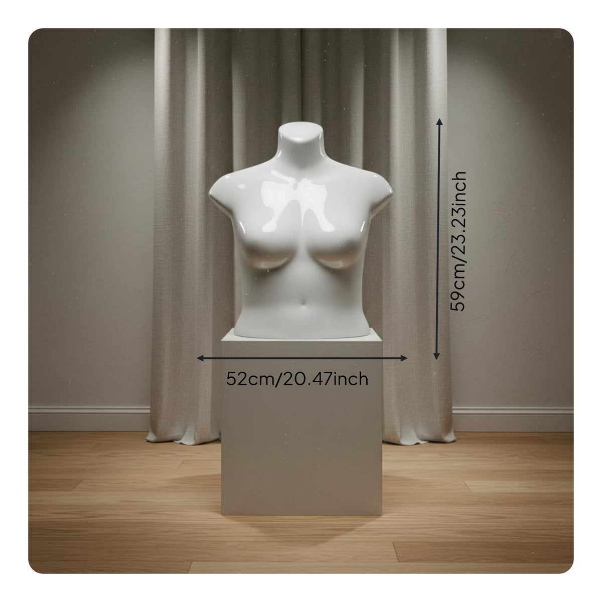 Size Female Mannequin Realistic Body Shape Female Torso Mannequin Glossy Finish Neckless Clothing Figure for Boutique Owners, Shop Window