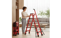 Non-Slip Telescopic Step Ladder with Handrail Compact Ladder with Handrail Stable Lightweight for Homeowners, DIYers, Closet