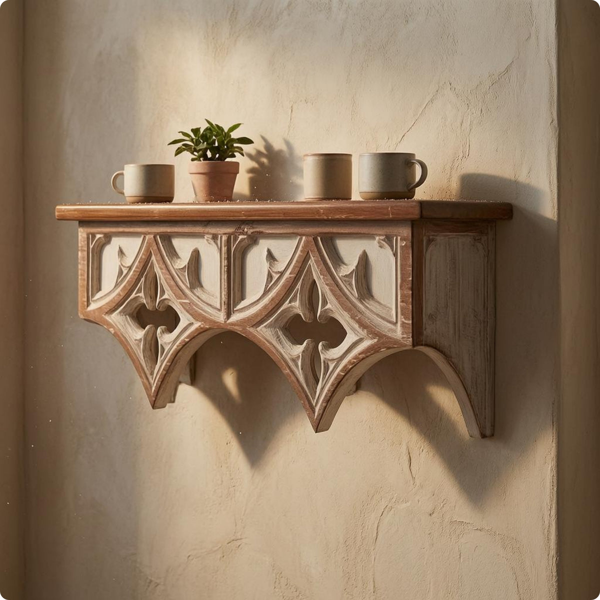 Openwork Ornate Wall Ledge Artisanal Look Carved Wall Shelf Easy to Install French Country Shelf Space Saving