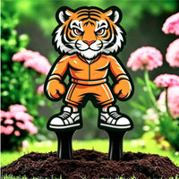 Outdoor Animal Silhouette Stake Whimsical Metal Garden Ornament Decorative Yard Art Colorful for Gardeners, Courtyard