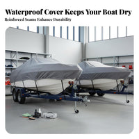 Waterproof Boat Cover Anti V-Hull Boat Cover Tear Withstand Ant Windproof Design for Boating Lovers, Outdoor Storage, Marina