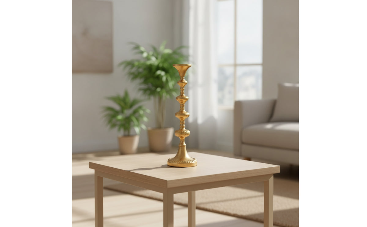 Aluminum Candle Holder Minimalist Sculptural Candlestick Artistic Candlestick with Circular Base for Living Room