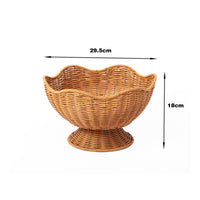 Imitation rattan Basket with Pedestal Handwoven Imitation rattanFruit Basket Round Bowl for Dining Table