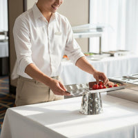 Stainless Steel Pedestal Tray Multifunction Pedestal Serving Platter Decorative Hammered Tray for Sweet Display