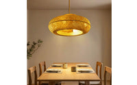 Birdcage Bamboo Ceiling Fan Woven Ceiling Fan with Light Rustic Fandelier Compact for Bedroom