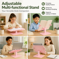 Desktop Book Stand, Height Adjustable Book Holder with Page Clips, H-Shaped Cookbook Stand for Students, Anti-Myopia Posture