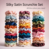 30 Pack Satin Scrunchies for Women, Solid Color Hair Scrunchie Set for Ponytails and Buns, Soft Elastic Ties for Girls 6cm