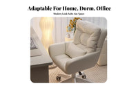 Adjustable Height Upholstered Task Chair 360° Swivel Rolling Seat High-Density Foam Cushion Office Seating Luxuriously Soft Cushioning for Students, Women, Adults, Dorm Room, Bedroom, Vanity Area