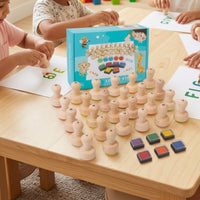 Wooden Alphabet Stamp Set Early Learning Wooden Letter Stamps Bright Alphabet Stamps for Young Learners, Homeschool