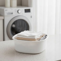 Shallow Plastic Wash Basin Shallow-Depth Wash Basin with Rolled Rim Easy to Clean Washbasin Sturdy for Renters, Students, Bathroom, Laundry Room