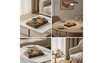 Walnut Serving Platter with Bowls Textured for Hosts, Homeowners