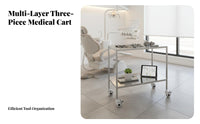 3 Pieces Locking Casters Stainless Steel Medical Trolley Utility Cart Lockable Wheels Rolling Instrument Stand Easy to Clean for Beauticians Artists, Operating Rooms, Hospital, Clinics