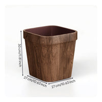 Wood-Grain Open-Top Trash Bin Modern Tapered Wastebasket Minimalist Trash Bin with Inner Liner Textured for Bedroom, Living Room, Office