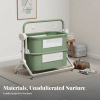 Portable Automatic Rocking Cradle Foldable Design Automatic Rocking Bassinet Multi-Functional Bedside Sleeper Adjustable Height for Newborns, Infants, New Mothers, Bedroom, Naptime, Indoors, Living Room