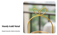 Metal Frame Vase Holder Detachable Design Glass Vase with Metal Stand Versatile Ribbed Glass Flower Pot for Office Desk, Wedding Centerpiece