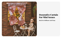 Floral Print Dollhouse Window Curtain Photography Prop Miniature Curtain Realistic Feature for Hobbyists, Kids, Miniature Scene