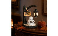 Seasonal Ghost Table Lamp with Wooden Base Cute Ghost Reading Book Lamp Whimsical Spooky