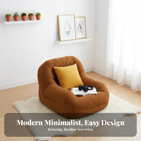 Retro Design Upholstered Cocoon Chair firm-density Foam padding Upholstered Armchair Sturdy Frame Single Sofa Textured Fabric for Young Adults, Apartment Dwellers, Book Lovers, Living Room, Bedroom, perusing corner