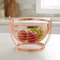 Wire Basket Fruit Basket for Dining Table, 27x25x19.5cm, Modern Fruit Storage Basket with Handle, European Design