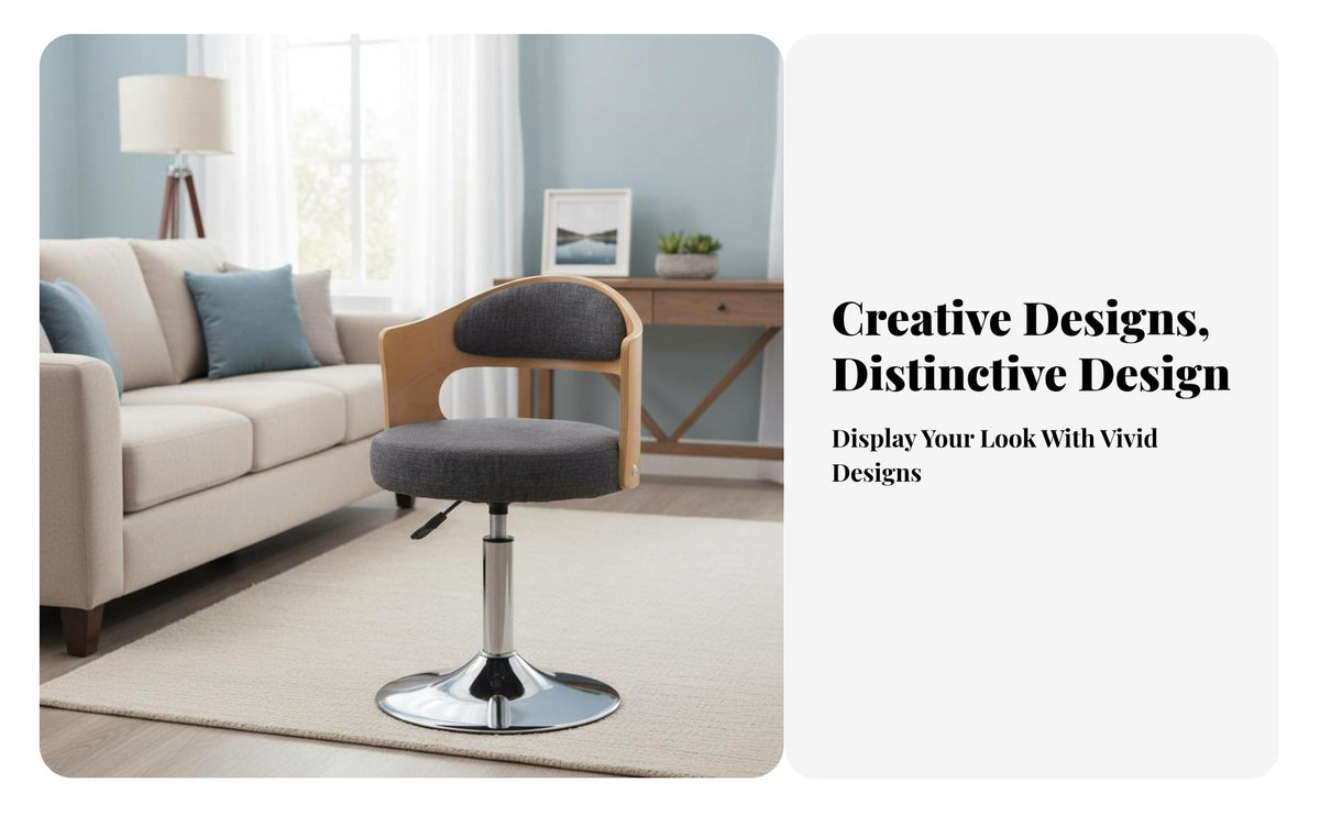 Modern Design Adjustable Swivel Stool with Backrest Curved Back Support Seating Furniture Easy to Assemble Task Chair Ergonomic Design for Receptionists, Professionals, Office, Home, Reception Area, Salon