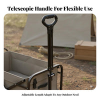 Wagon Handle with Telescopic Rod Extendable Telescopic Pull Handle Black Metal Accessory for , Gardeners, Camping, Outdoor, Yard