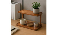 Two-Tier Cup Rack Woodtea-Ware Ware Rack Open-Frame Countertop Display Shelf