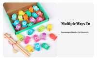 Educational Wooden Alphabet Number Toy Made from Wood Alphabet and Number Game Early Education Wooden Sea Creature Catching Game Promotes Parent-Child Interaction for Toddlers, Kids 3+, Preschoolers