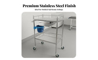 Multifunctional Stainless Steel Medical Trolley Rust-Proof Dressing Change Cart Anti-Corrosive 2-Tier Medical Trolley Lockable Brakes for Beauticians, Laboratory Technicians Artists, Hospital, Medical Center, Laboratoryoratory Oratory, Tooth Care Away Ice